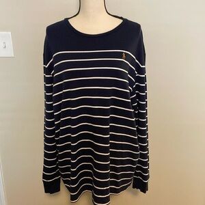 Polo Ralph Lauren Women's Navy Striped Long Sleeve Top Size Large
